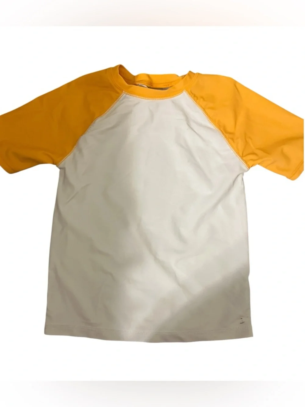 Boys’ Old Navy White Rash Guard with Yellow Raglan Sleeves